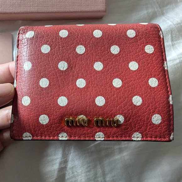 Miu Miu Madras Pois Dot Leather Wallet - Picture 2 of 6